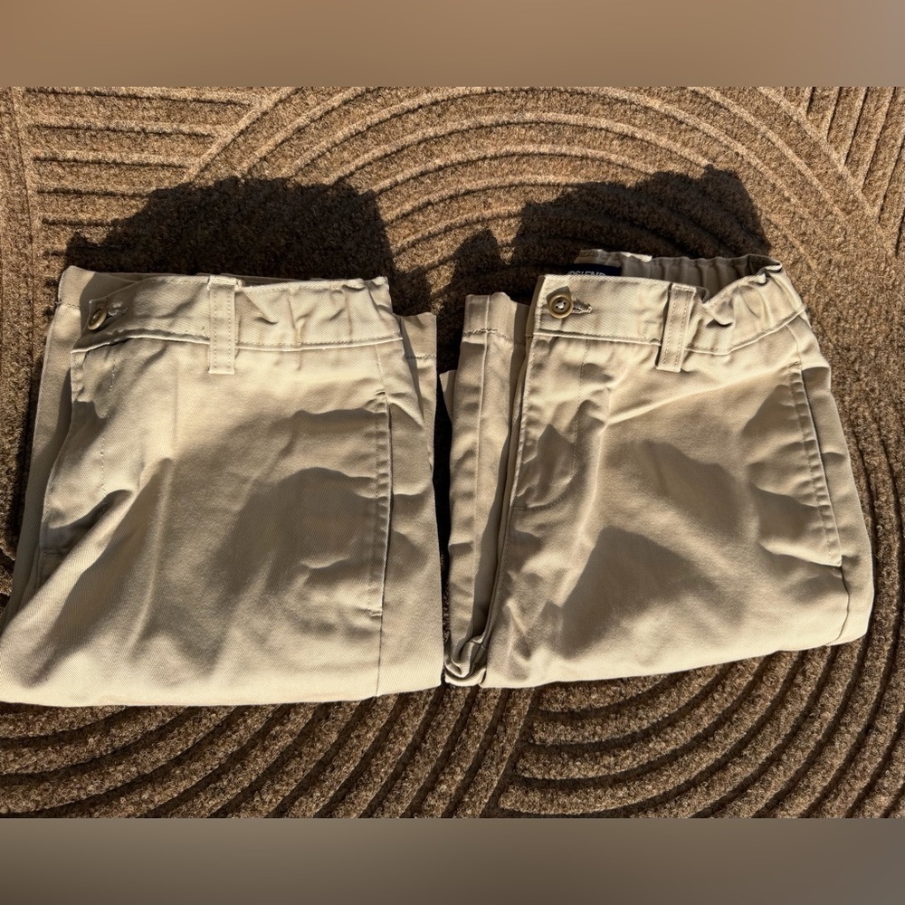 Bundle Lot (2) Lands End School Uniform Casual Khaki Shorts Sz 12 Adjustable